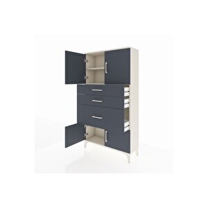 Arges Dolap 2 Raflı 3 Çekmeceli 4 Kapaklı 88x30x163 Aytaşı-antrasit