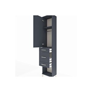 Arges Dolap 2 Raflı 3 Çekmeceli Tek Askılı 44x30x221 Antrasit-antrasit