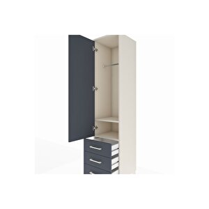 Hyperion Dolap 2 Raflı 3 Çekmeceli Tek Askılı 44x44x195 Aytaşı-antrasit