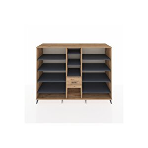 Kronos Dolap 11 Raflı 3 Çekmeceli  220x59x163 Çam-antrasit/çam