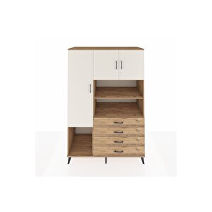 Kronos Dolap 7 Raflı 4 Çekmeceli 3 Kapaklı 132x59x195 Çam-aytaşı/çam