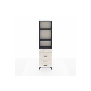 Arges Dolap 3 Raflı 4 Çekmeceli 60x30x221 Antrasit-aytaşı