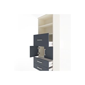 Arges Dolap 3 Raflı 3 Çekmeceli 2 Kapaklı 60x30x163 Aytaşı-antrasit