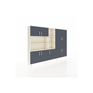 Arges Dolap 14 Raflı 9 Kapaklı 220x30x163 Aytaşı-antrasit/aytaşı