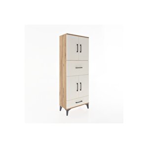 Arges Dolap 4 Raflı 2 Çekmeceli 4 Kapaklı 60x30x163 Çam-aytaşı