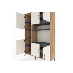 Hyperion Dolap 9 Raflı 6 Kapaklı 132x44x195 Çam-aytaşı/antrasit