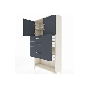 Arges Dolap 2 Raflı 3 Çekmeceli 2 Kapaklı 88x30x163 Aytaşı-antrasit