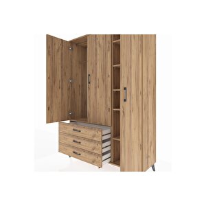 Hyperion Gardrop 6 Raflı 3 Çekmeceli Tek Askılı 132x44x195 Çam-çam