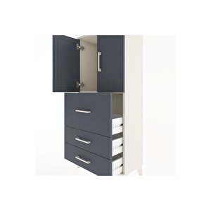 Hyperion Dolap Tek Raflı 3 Çekmeceli 2 Kapaklı 60x44x134 Aytaşı-antrasit