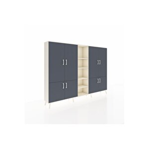 Arges Dolap 14 Raflı 8 Kapaklı 220x30x163 Aytaşı-antrasit/aytaşı