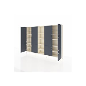 Arges Dolap 14 Raflı 8 Kapaklı 220x30x163 Aytaşı-antrasit/aytaşı