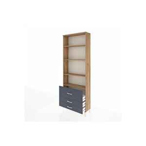 Arges Dolap 4 Raflı 3 Çekmeceli 88x30x243 Çam-antrasit