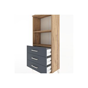 Hyperion Dolap 2 Raflı 3 Çekmeceli 60x44x134 Çam-antrasit