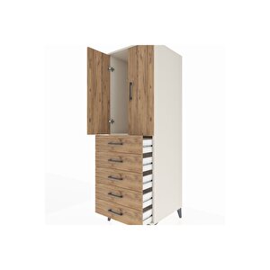 Kronos Dolap Tek Raflı 5 Çekmeceli Tek Askılı 60x59x182 Aytaşı-çam