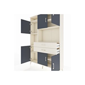 Arges Dolap 8 Raflı 2 Çekmeceli 6 Kapaklı 132x30x195 Aytaşı-antrasit/aytaşı