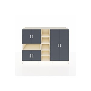 Kronos Dolap 13 Raflı 6 Kapaklı 220x59x163 Aytaşı-antrasit/aytaşı