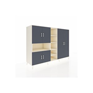 Kronos Dolap 13 Raflı 6 Kapaklı 220x59x163 Aytaşı-antrasit/aytaşı