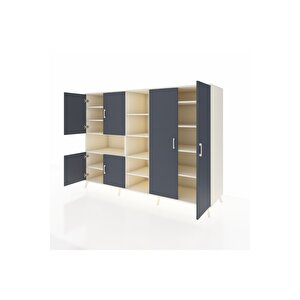 Kronos Dolap 13 Raflı 6 Kapaklı 220x59x163 Aytaşı-antrasit/aytaşı