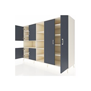 Kronos Dolap 13 Raflı 6 Kapaklı 220x59x163 Aytaşı-antrasit/aytaşı