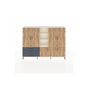 Arges Dolap 11 Raflı 3 Çekmeceli 7 Kapaklı 220x30x163 Aytaşı-çam/antrasit