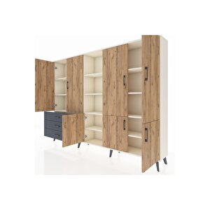 Arges Dolap 11 Raflı 3 Çekmeceli 7 Kapaklı 220x30x163 Aytaşı-çam/antrasit