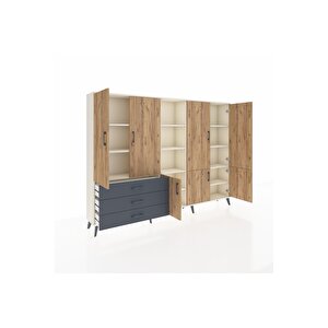 Arges Dolap 11 Raflı 3 Çekmeceli 7 Kapaklı 220x30x163 Aytaşı-çam/antrasit