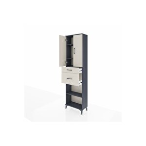 Arges Dolap 4 Raflı 2 Çekmeceli 2 Kapaklı 60x30x221 Antrasit-aytaşı