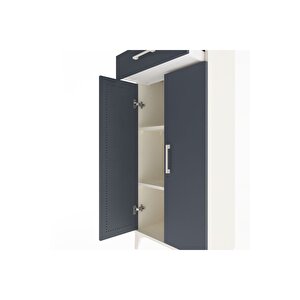 Arges Dolap 2 Raflı Tek Çekmeceli 2 Kapaklı 60x30x134 Aytaşı-antrasit