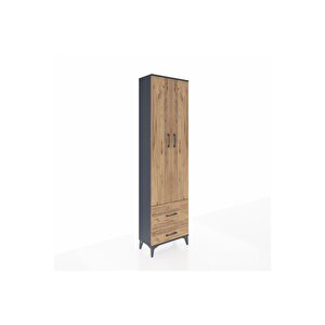 Arges Dolap 4 Raflı 2 Çekmeceli 2 Kapaklı 60x30x221 Antrasit-çam