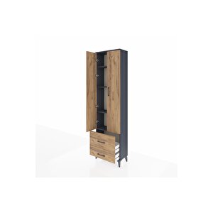 Arges Dolap 4 Raflı 2 Çekmeceli 2 Kapaklı 60x30x221 Antrasit-çam