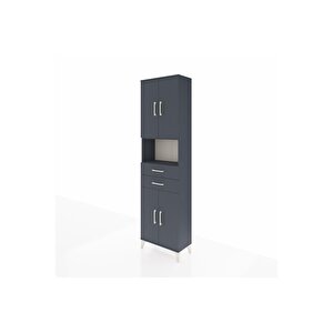 Arges Dolap 4 Raflı 2 Çekmeceli 4 Kapaklı 60x30x221 Antrasit-antrasit