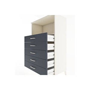 Hyperion Dolap Tek Raflı 4 Çekmeceli 88x44x134 Aytaşı-antrasit