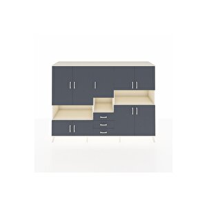 Hyperion Dolap 13 Raflı 3 Çekmeceli 9 Kapaklı 220x44x163 Aytaşı-antrasit