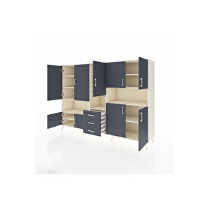 Hyperion Dolap 13 Raflı 3 Çekmeceli 9 Kapaklı 220x44x163 Aytaşı-antrasit