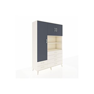 Hyperion Dolap 8 Raflı 6 Çekmeceli 3 Kapaklı 132x44x195 Aytaşı-antrasit/aytaşı
