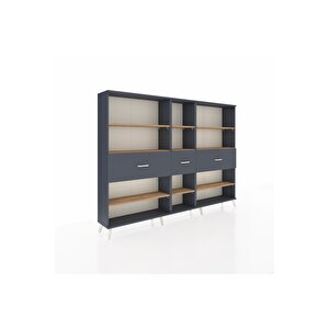 Arges Dolap 9 Raflı 3 Çekmeceli  220x30x163 Antrasit-çam/antrasit