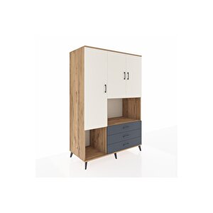 Kronos Dolap 6 Raflı 3 Çekmeceli 3 Kapaklı 132x59x195 Çam-aytaşı/antrasit