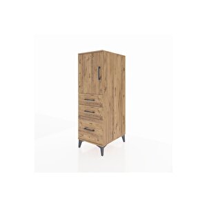 Kronos Dolap 2 Raflı 3 Çekmeceli Tek Kapaklı 44x59x134 Çam-çam