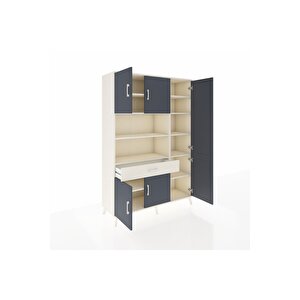 Hyperion Dolap 10 Raflı Tek Çekmeceli 6 Kapaklı 132x44x195 Aytaşı-antrasit/aytaşı