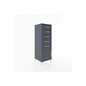 Hyperion Dolap 5 Çekmeceli Tek Kapaklı 44x44x134 Antrasit-antrasit