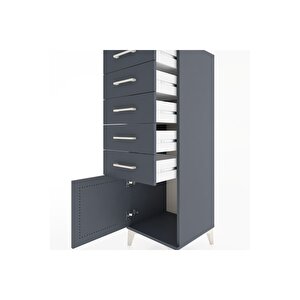 Hyperion Dolap 5 Çekmeceli Tek Kapaklı 44x44x134 Antrasit-antrasit