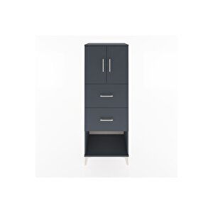 Hyperion Dolap 2 Raflı 2 Çekmeceli 2 Kapaklı 60x44x163 Antrasit-antrasit