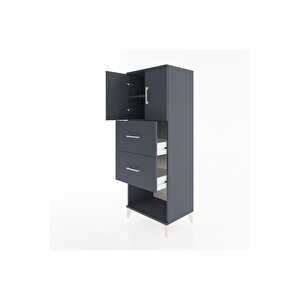 Hyperion Dolap 2 Raflı 2 Çekmeceli 2 Kapaklı 60x44x163 Antrasit-antrasit