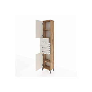Arges Dolap 3 Raflı 3 Çekmeceli 2 Kapaklı 44x30x221 Çam-aytaşı