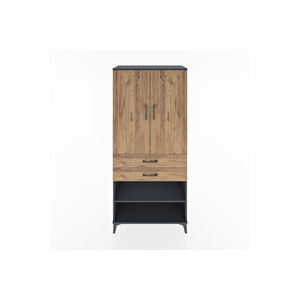 Hyperion Dolap 4 Raflı 2 Çekmeceli 2 Kapaklı 88x44x195 Antrasit-çam