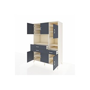 Kronos Dolap 10 Raflı 3 Çekmeceli 6 Kapaklı 132x59x195 Aytaşı-antrasit/antrasit