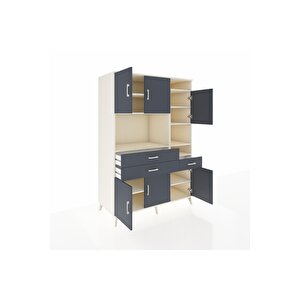 Kronos Dolap 10 Raflı 3 Çekmeceli 6 Kapaklı 132x59x195 Aytaşı-antrasit/antrasit