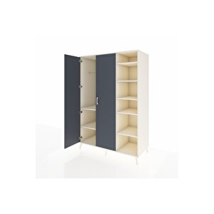 Kronos Dolap 7 Raflı 2 Kapaklı Tek Askılı 132x59x195 Aytaşı-antrasit/aytaşı