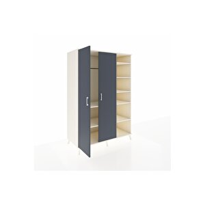 Kronos Dolap 7 Raflı 2 Kapaklı Tek Askılı 132x59x195 Aytaşı-antrasit/aytaşı