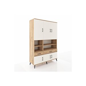 Hyperion Dolap 8 Raflı 2 Çekmeceli 6 Kapaklı 132x44x195 Çam-aytaşı/çam